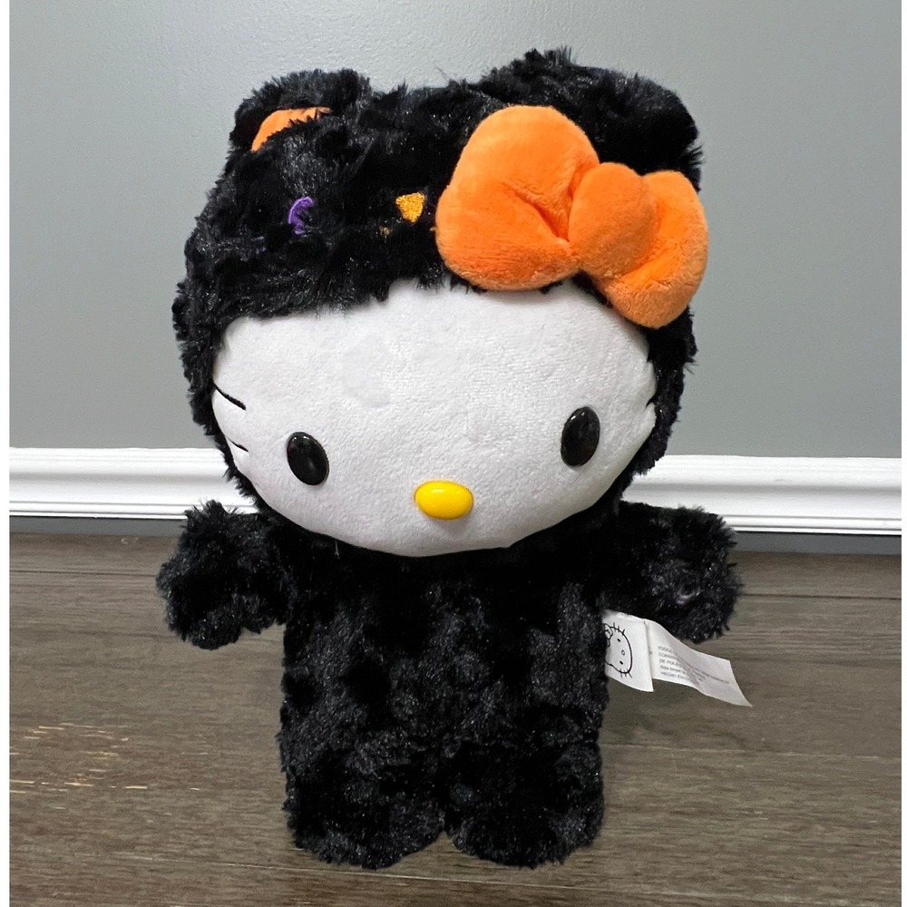 Halloween Hello Kitty Plush Gemmy Black Orange‎ Sparkling 11" Stuffed